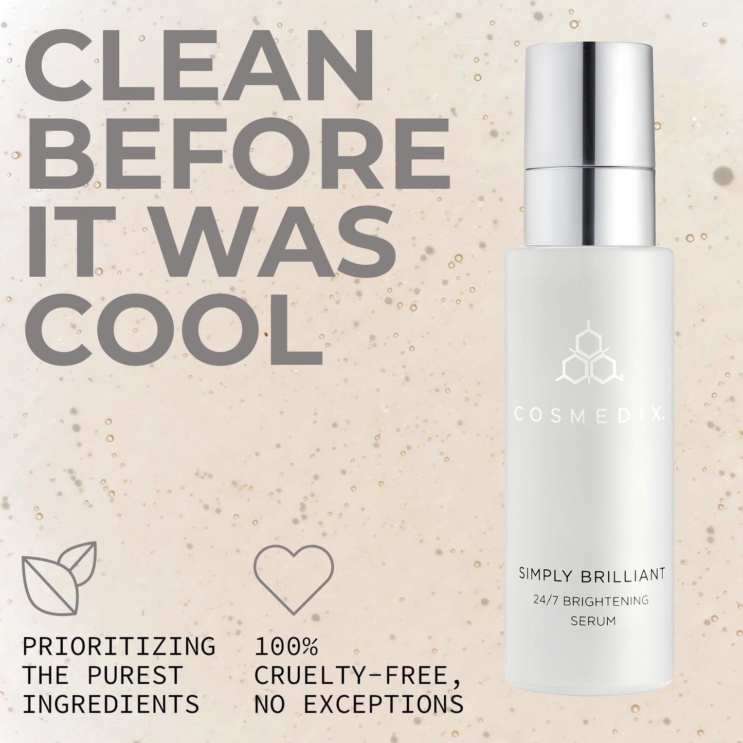 COSMEDIX Simply Brilliant 24/7 Brightening Face Serum - Exfoliating Facial Serum for Fine Lines, Wrinkles & Uneven Skin Tone - Gentle Firming Skincare for Brighter-Looking Skin & Natural Glow