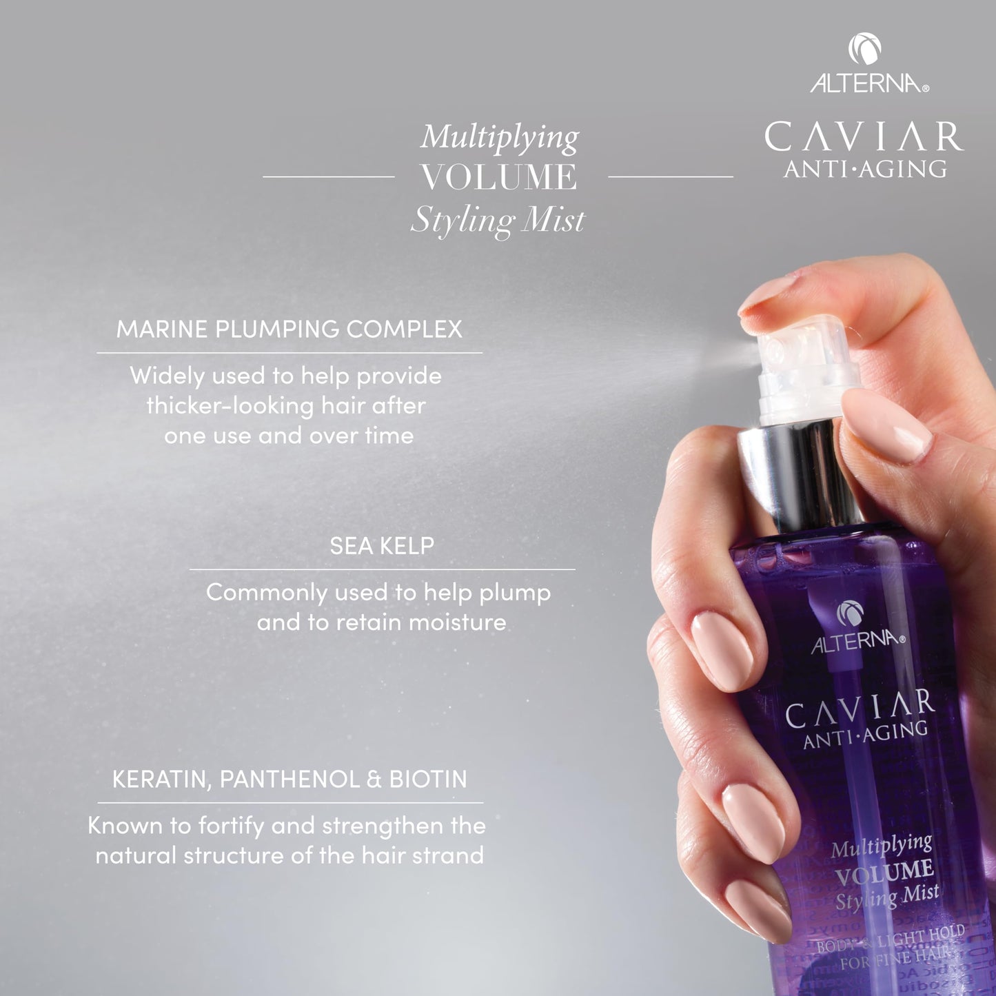 Alterna Caviar Anti-Aging Multiplying Volume Styling Mist, 5 Ounce, For Fine, Thin Hair, Light Hold, Sulfate Free