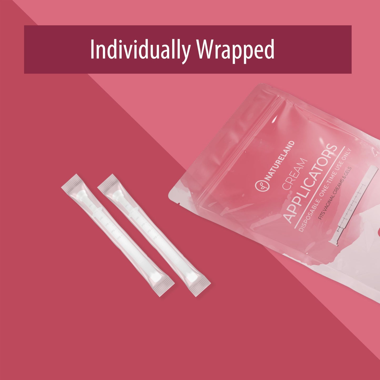 NATURELAND Vaginal Cream Applicators for Women - Smooth Comfort Tip - Dosage Markings - Individually Wrapped Disposable - Intimate Wellness - with BloomSense App (20 Pack)