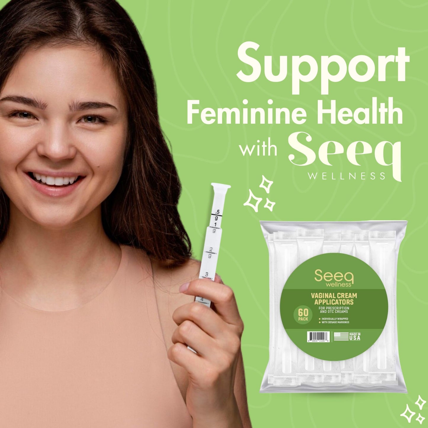 Disposable Vaginal Cream Applicators: Fits Preseed Lubricant, Estrace, Personal Lube and OTC Gel or Cream Products - with Dosage Measurements, Threaded End and Comfort Tip - Made in USA - 60 Pack