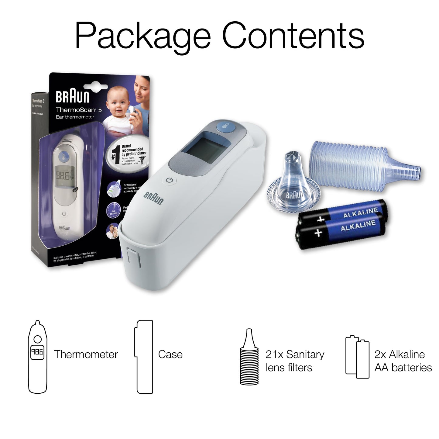 Braun ThermoScan 5 Ear Thermometer - ExacTemp Stability Indicator for Professional Accuracy, Digital Display, Baby and Infant Friendly, No.1 Brand Recommended by Pediatricians