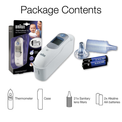 Braun ThermoScan 5 Ear Thermometer - ExacTemp Stability Indicator for Professional Accuracy, Digital Display, Baby and Infant Friendly, No.1 Brand Recommended by Pediatricians