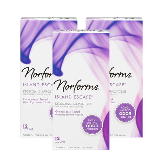 Norforms Tropical Splash Feminine Deodorant Suppositories 12 Count Pack of 3