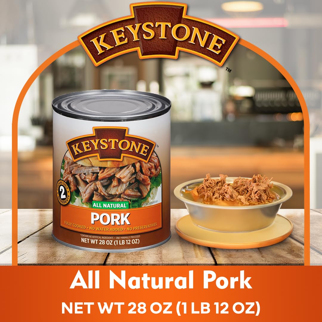 KEYSTONE Meats All Natural Canned Beef, Chicken & Pork Pack of 3, 28 Oz Long Term Emergency Survival Food Canned Meat | Fully Cooked Ready to Eat