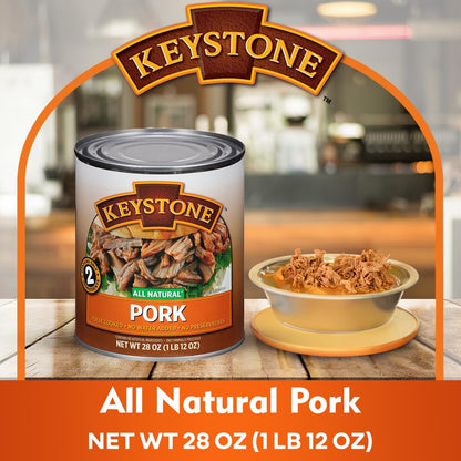 KEYSTONE Meats All Natural Canned Beef, Chicken & Pork Pack of 3, 28 Oz Long Term Emergency Survival Food Canned Meat | Fully Cooked Ready to Eat