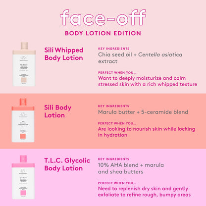 Drunk Elephant Sili Whipped Body Lotion - 240 ml/8 fl oz - Rich Daily Moisturizing Lotion - Clean Clinical Skincare - Cruelty-Free - Free of Essential Oils, Silicones, and Fragrance