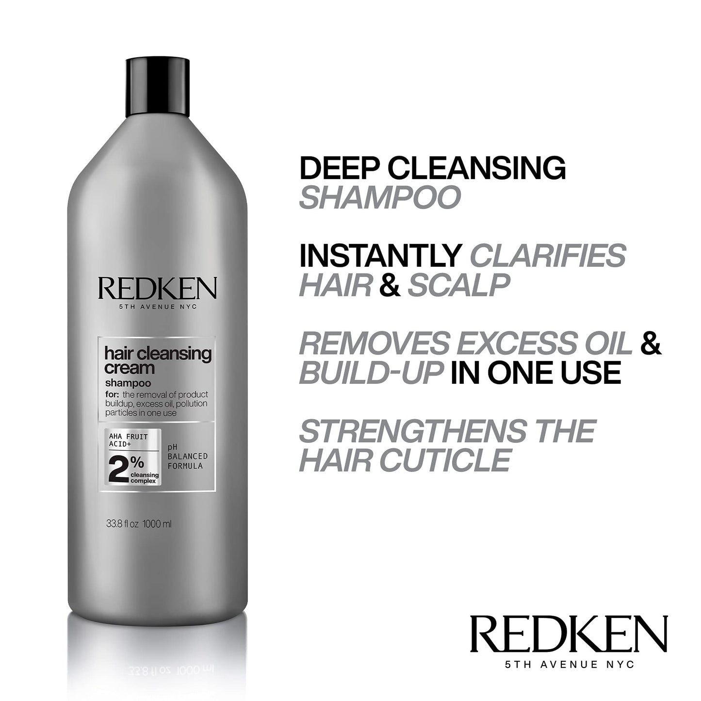 Redken Detox Hair Cleansing Cream Clarifying Shampoo For All Hair Types - Removes Buildup and Strengthens Hair Cuticle