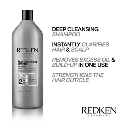Redken Detox Hair Cleansing Cream Clarifying Shampoo For All Hair Types - Removes Buildup and Strengthens Hair Cuticle