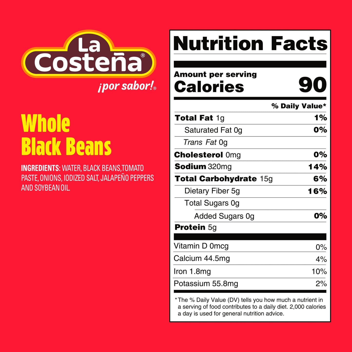 La Costeña Whole Black Beans - Ready-to-Eat Canned Black Beans for Mexican Food, Vegetarian Chili Ingredients, Frijoles Negros, Hummus, Dips, Burgers & Burritos - 19.75 oz, 6 Pack Bulk Canned Food