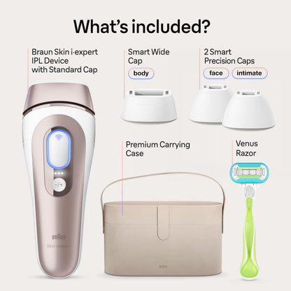 Braun Smart IPL, Skin i·Expert Pro 7, VOGUE's Best Hair Removal Device, IPL Hair Removal for Women and Men, Permanent Laser Hair Reduction At-Home, World's 1st Smart App, 4 Heads, IPL7387