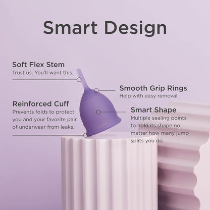 Saalt Soft Menstraul Cup Bundle - Reuseable Soft Period Cup in Mountain Iris, Size Regular + pH-Balancing Saalt Wash - Sustainable & Easy to Clean Period Care