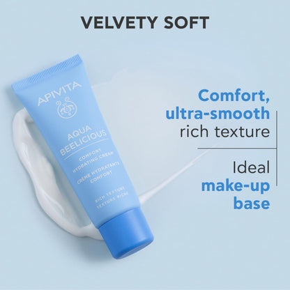 Apivita Aqua Beelicious Comfort Hydrating Cream | Hydrates & Nourishes with Honey, Ceramides & Flowers, 40 mL / 1.35 oz