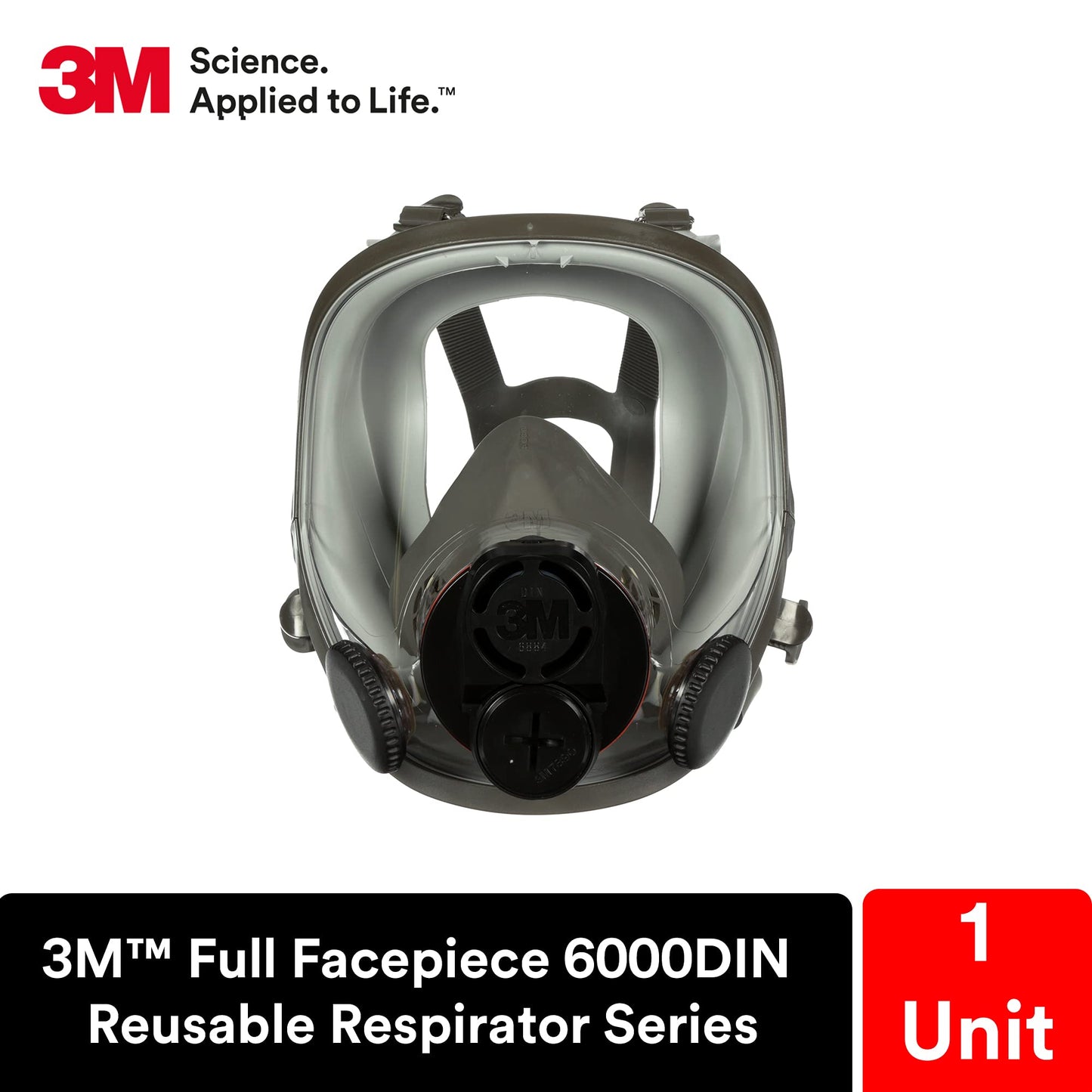 3M Full Facepiece Reusable Respirator 6700DIN, NIOSH, Respiratory Protection, Large Lens, ANSI, Lightweight, Silicone Faceseal, Cool Flow Valve, Easy Clean, Bayonet Connections, Cleaning, Sanding, S