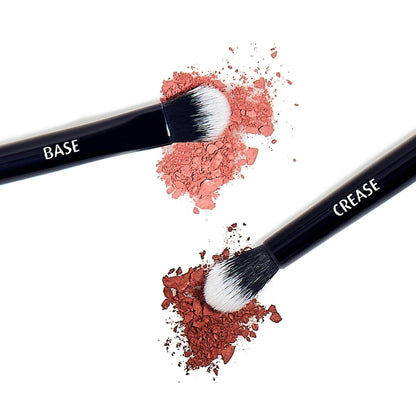 Lune+Aster Eyeshadow Duo Brush | Dual-Ended Brush To Apply And Blend Eyeshadow. Made with Alumium Handle, Vegan Bristles.