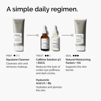 The Ordinary Caffeine Solution 5% + EGCG, Depuffing Eye Serum for Dark Circles and Tired Eyes