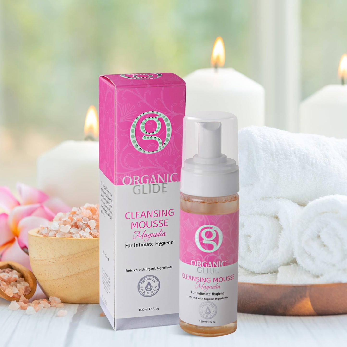 Organic Glide Feminine Body Wash 5 fl oz - Natural Cleansing Mousse with Unique Probiotic Support, pH Balanced, Gentle for Sensitive Skin & Intimate Areas, Refreshing Magnolia Scent (1-pack)