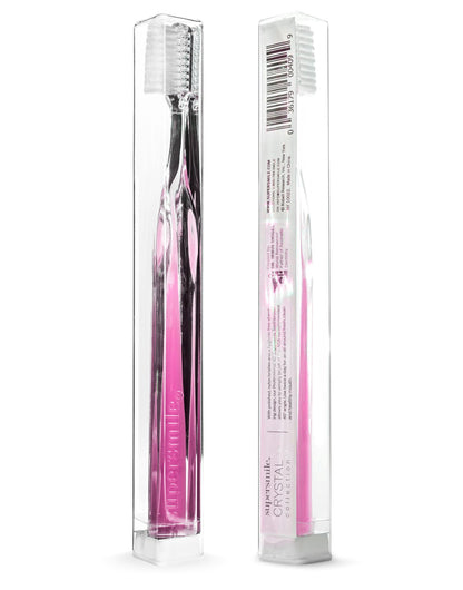 Supersmile Crystal Collection Toothbrush - Whitening Tooth Brush w/Ergonomic Handle - Patented 45° Soft Nylon Bristle Tooth Brushes for Adults & Children