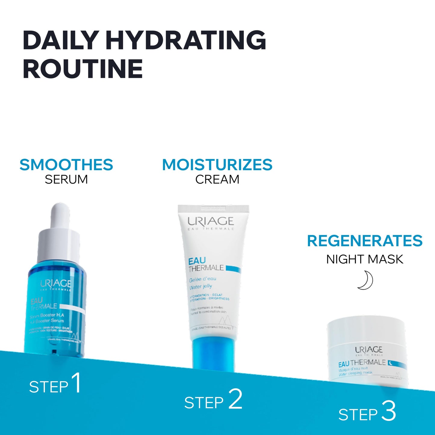 URIAGE Water Sleeping Mask | Moisturizing Night Mask with Hyaluronic Acid & Edelweiss, Skin Replenished After 8 Hours, Silky Gel, Paraben-Free, Non-Comedogenic, 50 mL/ 1.69 Oz