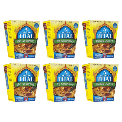 A Taste of Thai Pad Thai Noodles |Heat & Eat Instant Noodle | Flavored with Authentic Thai Sauce - Non-GMO, Gluten Free, Trans Fat Free- Perfect Side for Chicken, Fish & Meat Entrees| 6 Pack (5.75oz)