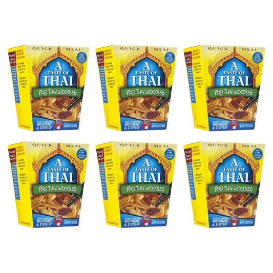 A Taste of Thai Pad Thai Noodles |Heat & Eat Instant Noodle | Flavored with Authentic Thai Sauce - Non-GMO, Gluten Free, Trans Fat Free- Perfect Side for Chicken, Fish & Meat Entrees| 6 Pack (5.75oz)