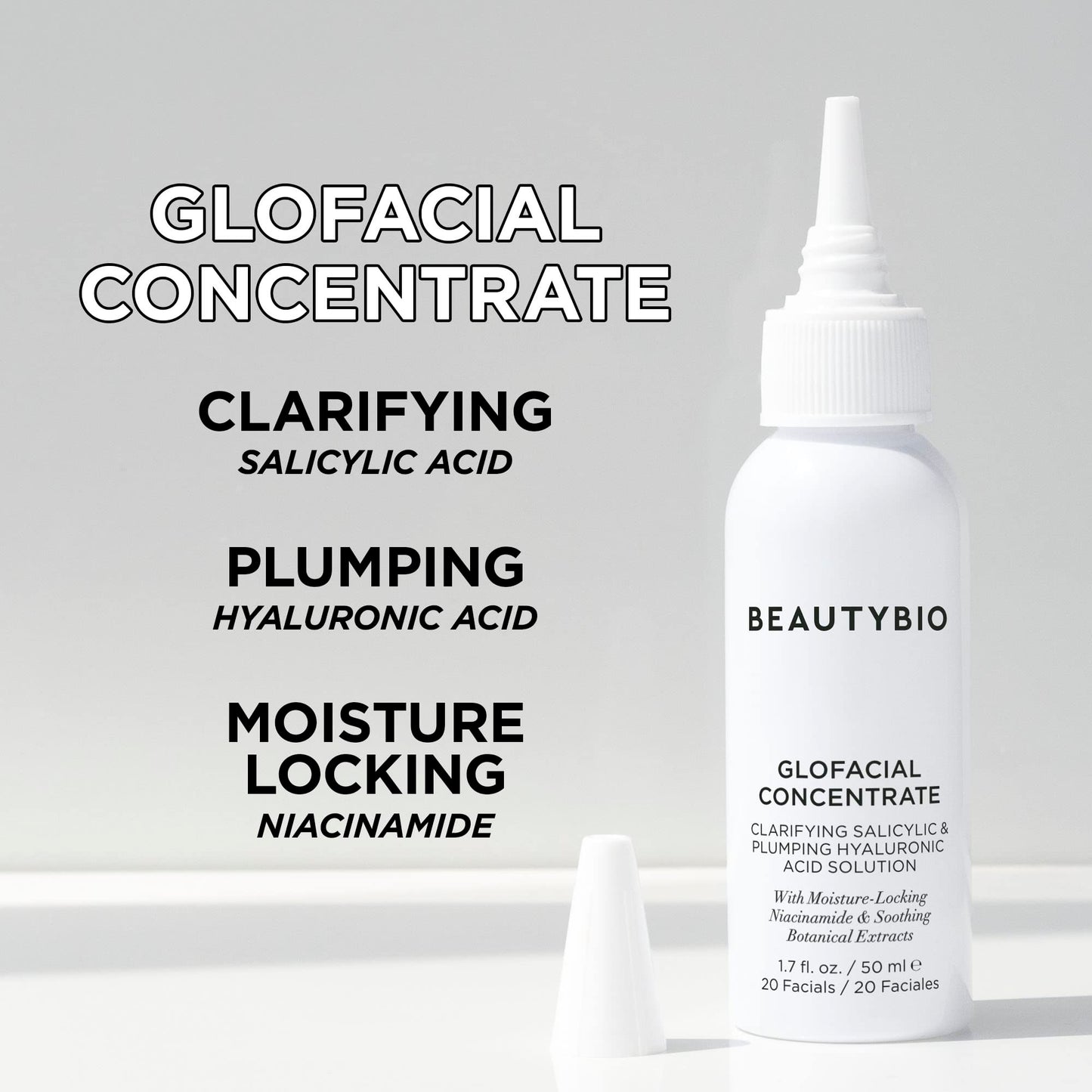 BeautyBio GLOfacial Hydro-Infusion Deep Pore Cleansing + Blue LED Clarifying Set: Tool + Concentrate