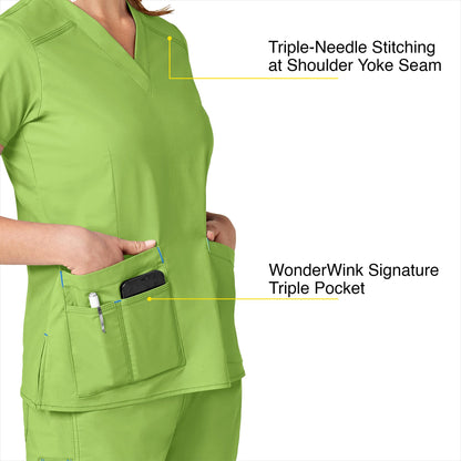 WonderWink Women's Wonderflex Verity Scrub Top, Green Apple, X-Small