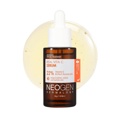 DERMALOGY by NEOGEN Real Vita C Serum, Hydrating Vitalizing Facial Serum with 22% Vitamin C, Even Skin Tone, Dark Spot Serum, Korean Skin Care (32g/ 1.12 oz)