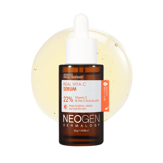 DERMALOGY by NEOGEN Real Vita C Serum, Hydrating Vitalizing Facial Serum with 22% Vitamin C, Even Skin Tone, Dark Spot Serum, Korean Skin Care (32g/ 1.12 oz)