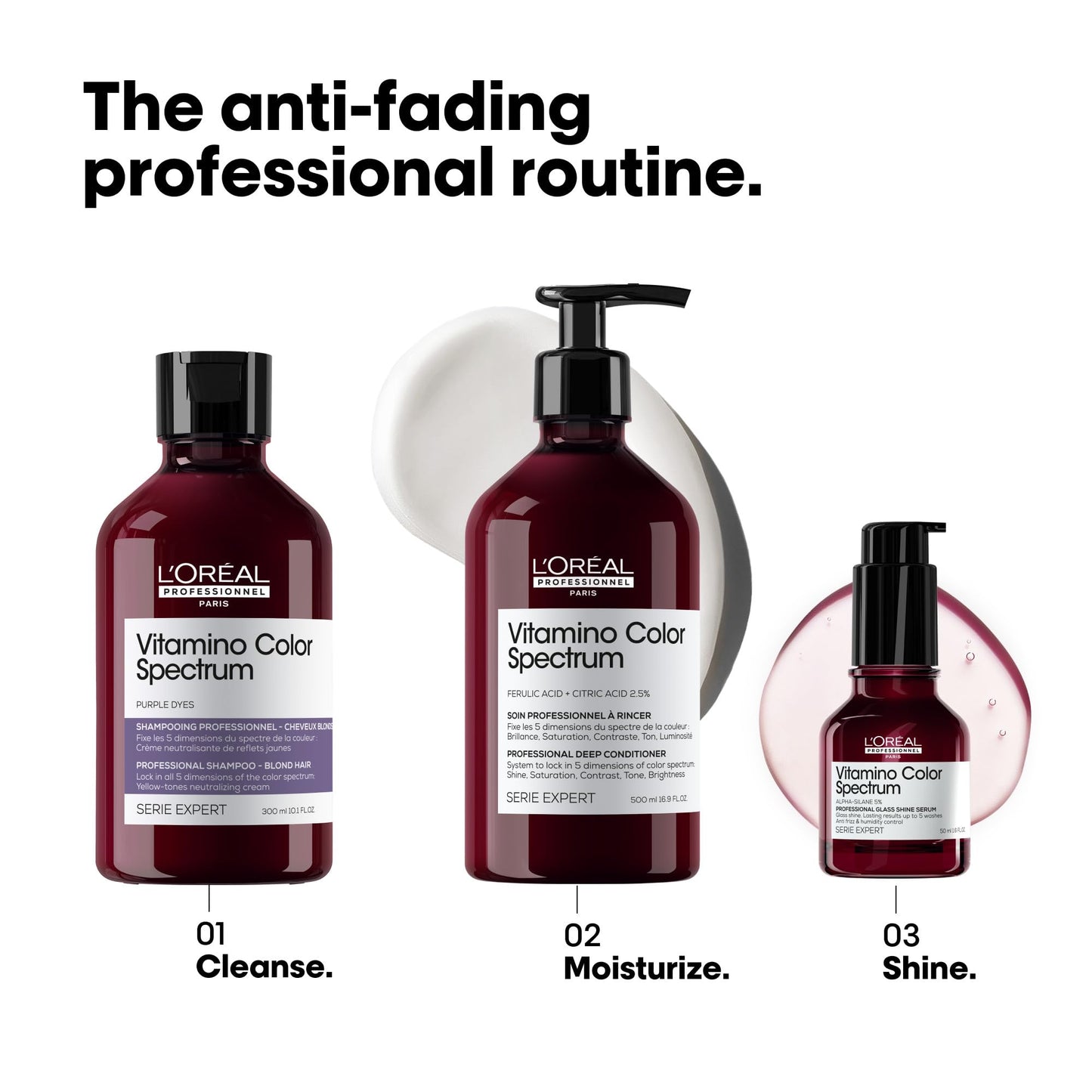 L'Oréal Professionnel Paris Vitamino Color Spectrum Purple Shampoo - Neutralizes Yellow Tones, Enhances Shine & Vibrancy, Maintains Day 1 Hair Color, Hydrates & Strengthens Blonde Hair