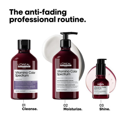 L'Oréal Professionnel Paris Vitamino Color Spectrum Purple Shampoo - Neutralizes Yellow Tones, Enhances Shine & Vibrancy, Maintains Day 1 Hair Color, Hydrates & Strengthens Blonde Hair