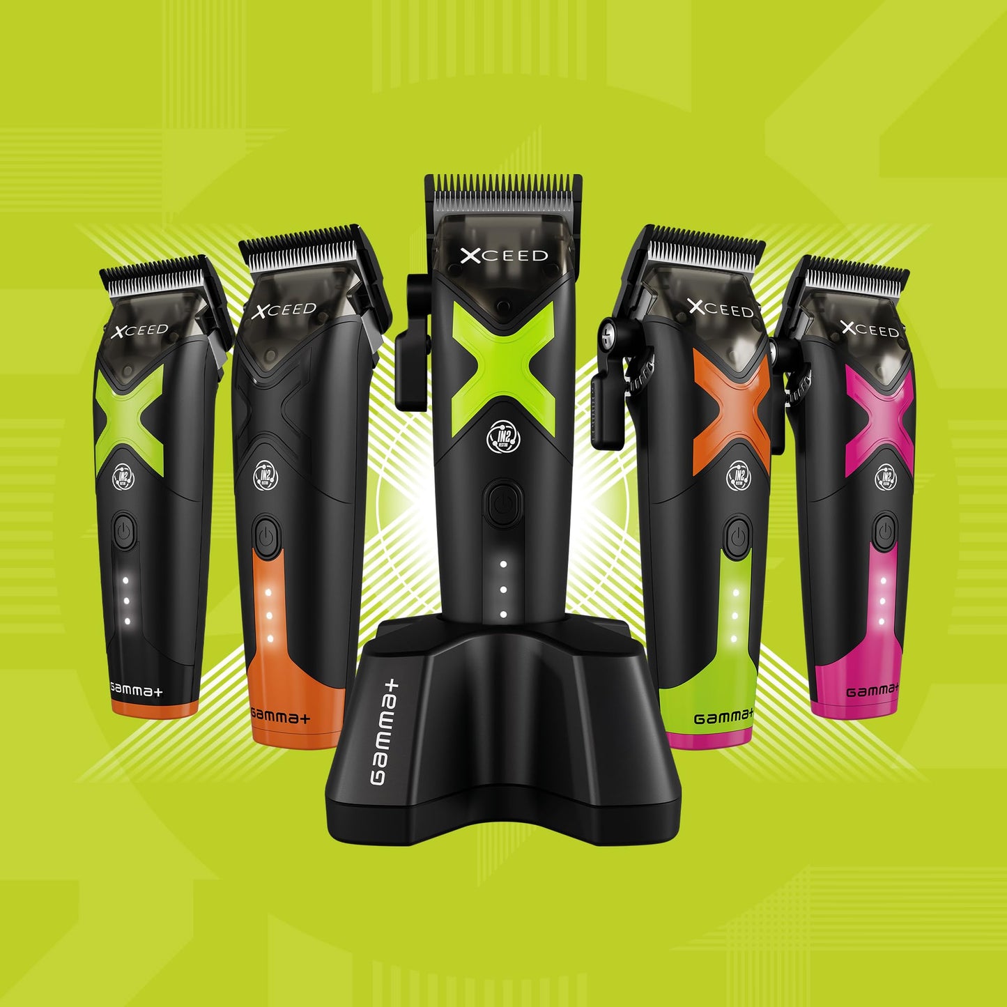 GAMMA+ XCeed Professional Cordless Barber Hair Tools Collection with IN2 Vector Motor -Hair Clippers, Trimmers, and Shavers for Precision Grooming