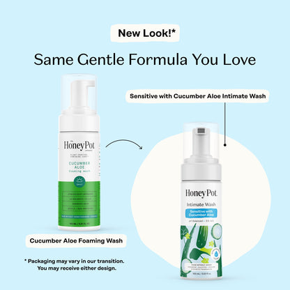 The Honey Pot Company - Feminine Wash - Herbal Infused - Sensitive Skin Types - PH Balanced Plant Based Hygiene Products - Sensitive w/Cucumber Aloe - 5.51 Fluid Oz.