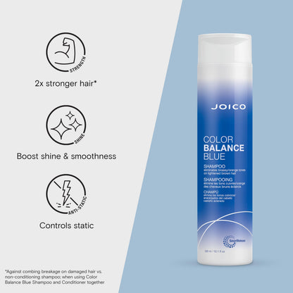 Joico Color Balance Blue Shampoo | For Lightened Brown Hair | Eliminate Brassy Orange Tones | Boost Color Vibrancy & Shine | Protect Against Harmful UV Radiation | With Rosehip Oil & Green Tea Extract