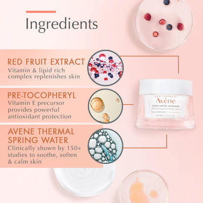 Avène Revitalizing Nourishing Cream, Ultra Nourishing Face Moisturizer, Non-comedogenic 1.6 Fl Oz