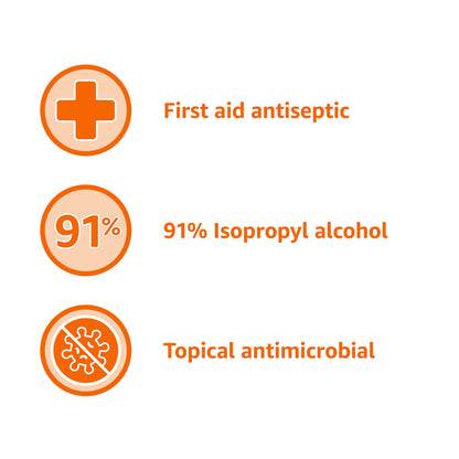 Amazon Basics 91% Isopropyl Alcohol First Aid Antiseptic, Unscented, 16 Fl oz, 1-Pack
