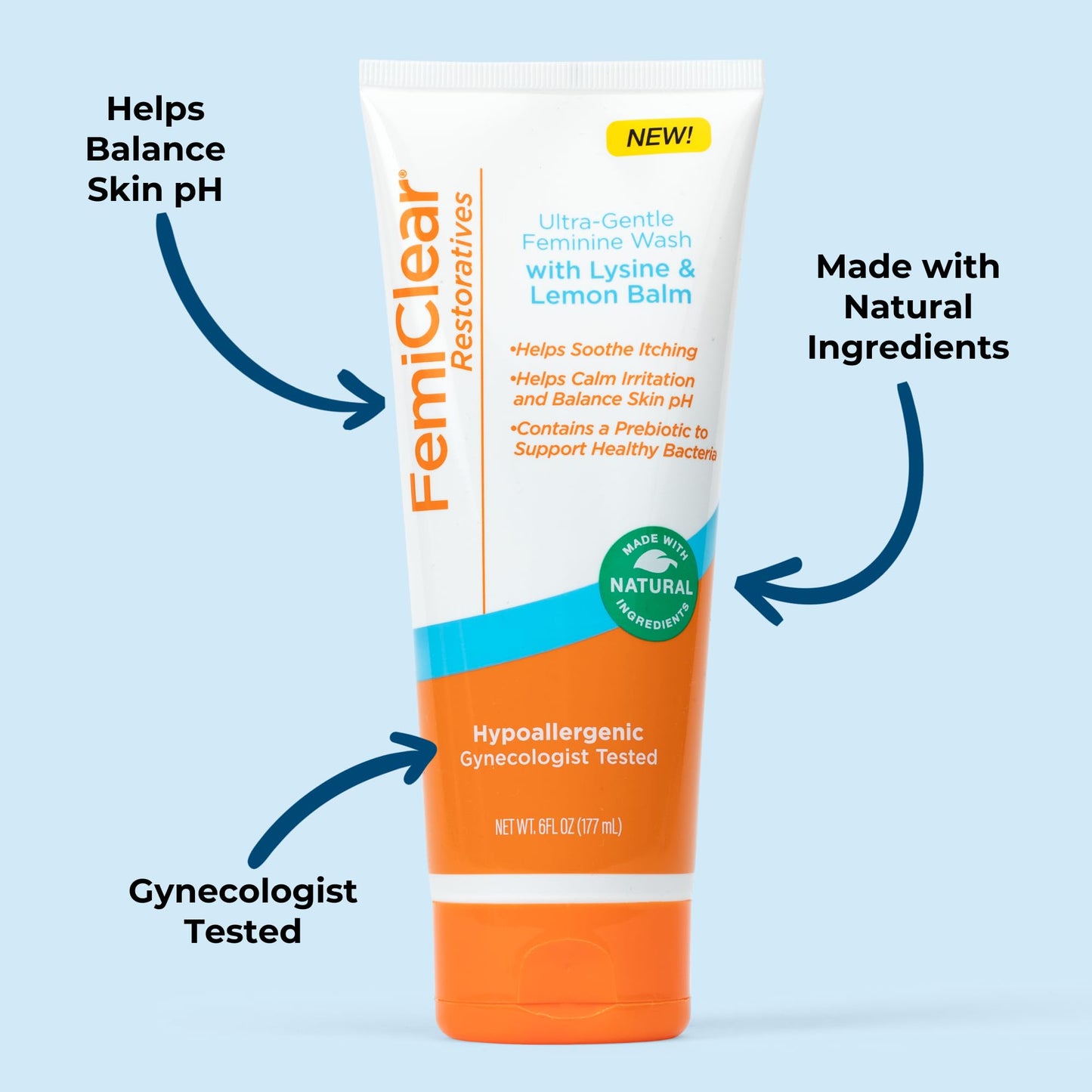FemiClear Complete Feminine Care, Gentle Wash & Herpes Relief Cream - Natural Ingredients for Comfort