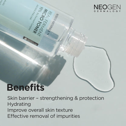 Neogen Dermalogy Real Ferment Micro Toner | Gentle Face Toner w/Triple Hyaluronic Acid & AHA, BHA, PHA, LHA Gentle Exfoliation 5.07 fl oz