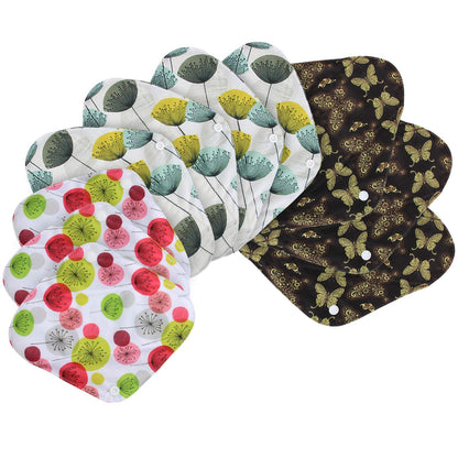 Teamoy 10pcs Cloth Panty Liners, Reusable Sanitary Pads with Wet bag, Washable Cloth Menstrual Pads with Charcoal Absorbency Layers (Country Style, 3pcs×7.9''+4pcs×10''+3pcs×11.6''), 11 Piece Set