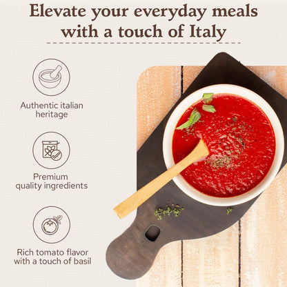 Rustichella d'Abruzzo Tomato & Basil Sauce | Authentic Italian Tomato Sauce with Fresh Basil & Olive Oil | Vegan | Perfect for Pasta, Pizza, Spaghetti & Marinara (23.9 oz / 680 g)