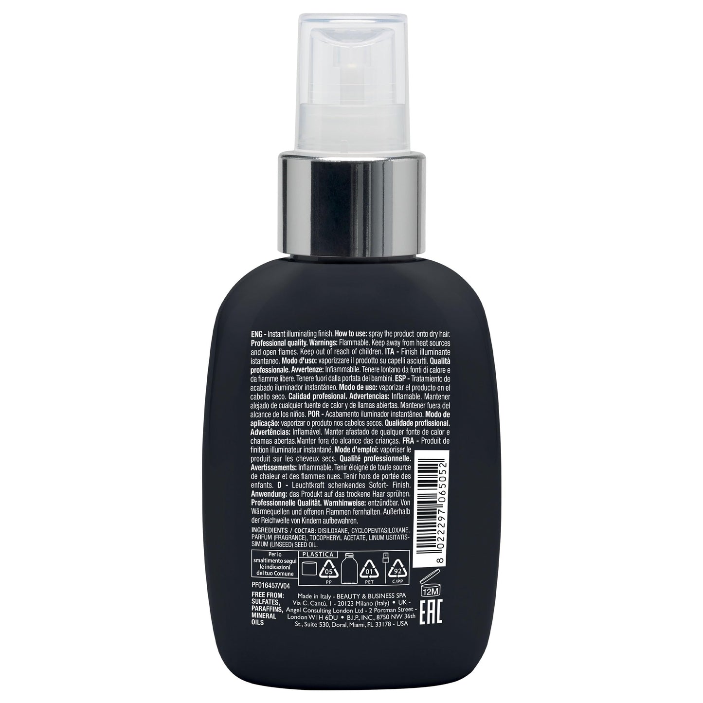 ALFAPARF MILANO Semi di Lino Sublime Cristalli Smoothing Finishing Spray - Lightweight Hair Oil Serum - Adds Gloss and Briliant Shine - Protects (4.23 fl oz)