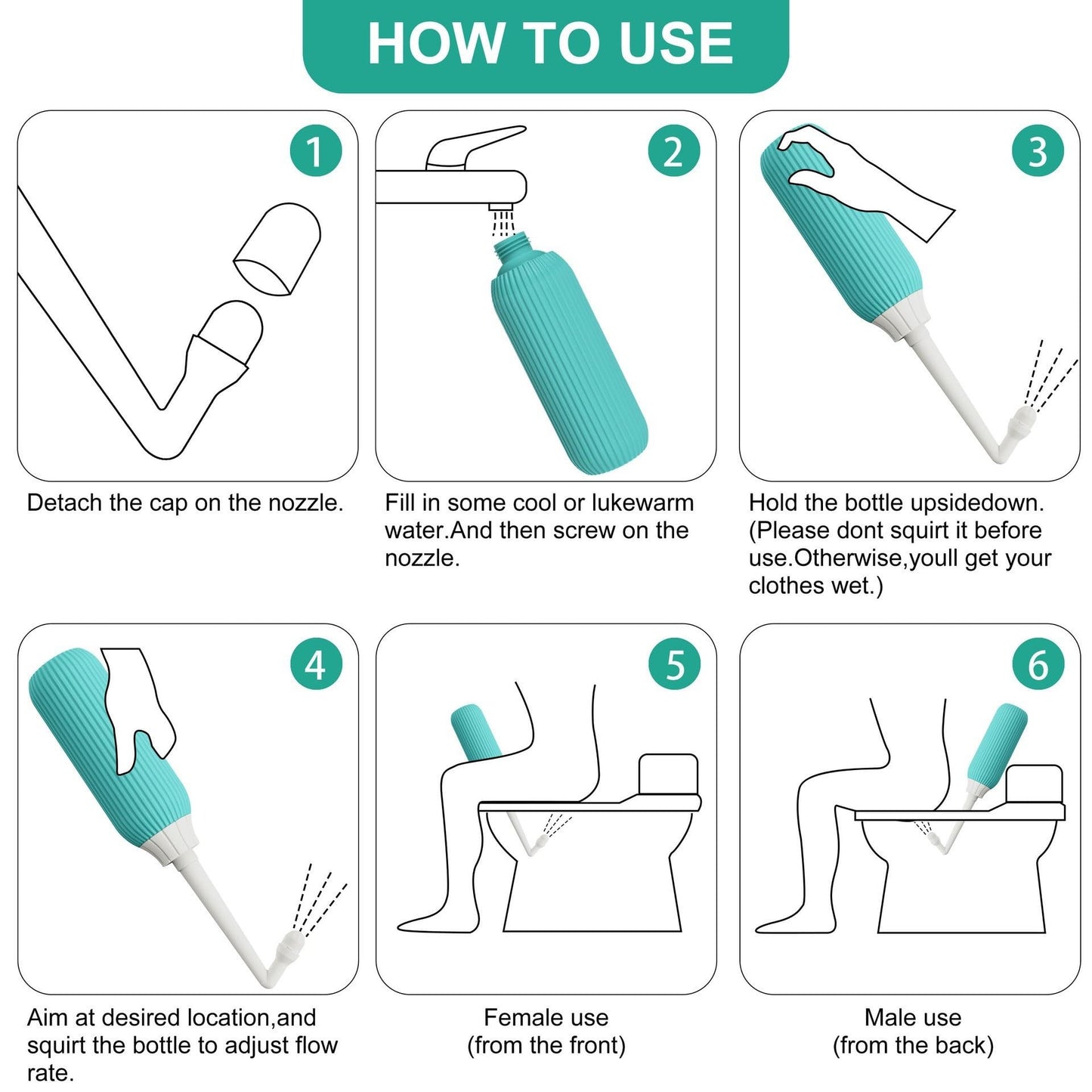 Peri Bottle Postpartum and Perineal Care 500ML Sprayer Personal Cleaner Hand Held Seat Toilet Bidet Tackle Hygiene Washing Travel Portable Bottle Elder/Woman Bidets