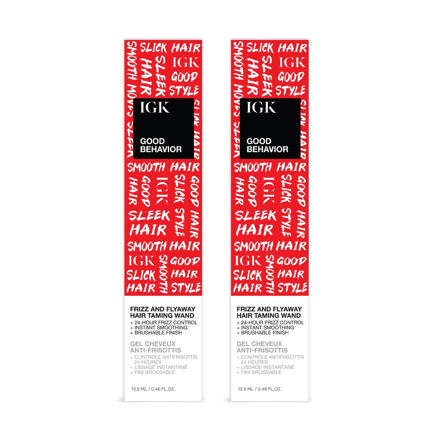 IGK Taming Wand Duo – Flyaway & Frizz Control Stick Set for Sleek Hair, Portable Finishing Balm for Smooth, Polished Styles – Vegan, Cruelty-Free, 0.27 oz Each (2-Pack)