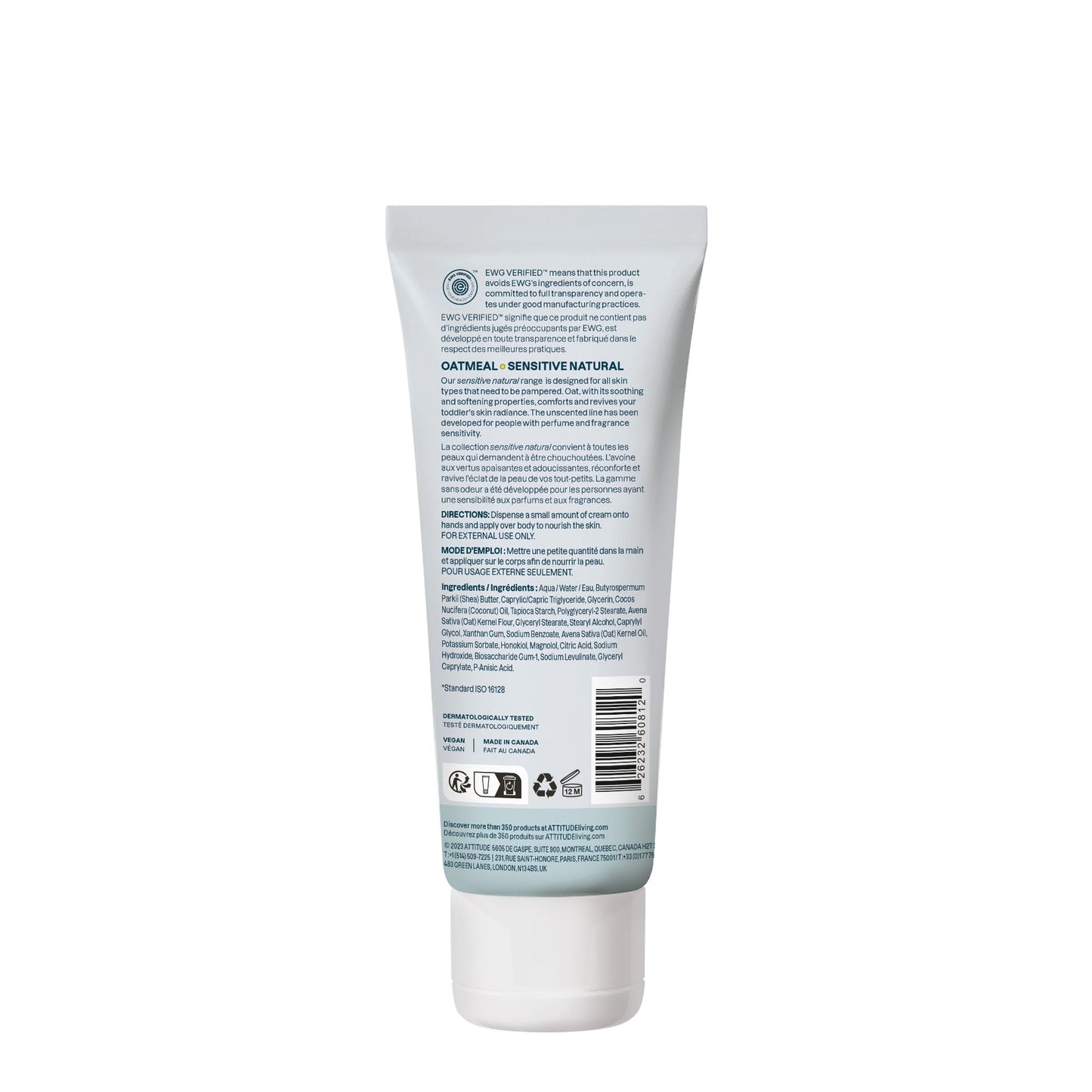 ATTITUDE Deep Moisturizing Body Cream, Plant and Mineral-Based Ingredients, Vegan and Cruelty-free Personal Care Products for Sensitive Skin, Unscented, 6.7 Fl Oz
