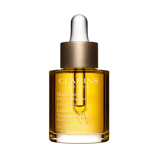 Clarins Lotus Face Oil Treatment | Hydrates, Tones and Balances Skin | Visibly Tightens Pores | Minimizes Fine Lines |Skin Is Immediately Velvety*|100% Natural Plant Extracts |Oily To Combination Skin