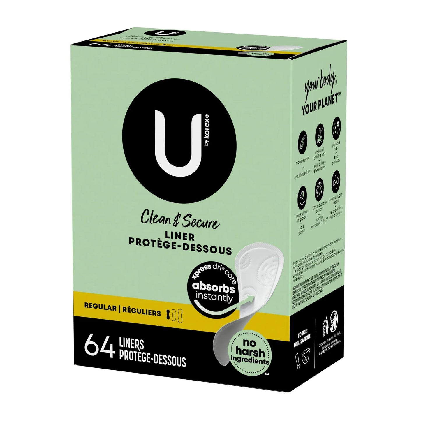 Kotex Lightdays Liners Regular, Soft and Silky, 192 Count