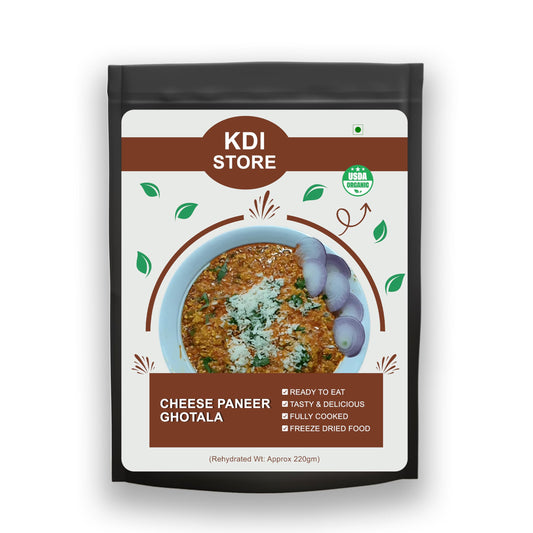 KDI Store Cheese Paneer Ghotala, Ready to Eat Indian Curry, USDA Organic, Freeze Dried Food, Fully Cooked, 60g