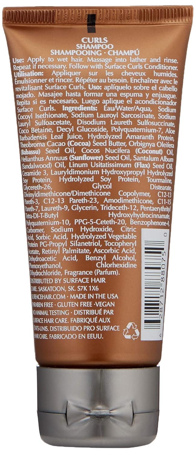 Surface Hair - Curls Moisturizing Shampoo – Defines, Adds Shine, and Provides Frizz Free Style Longevity