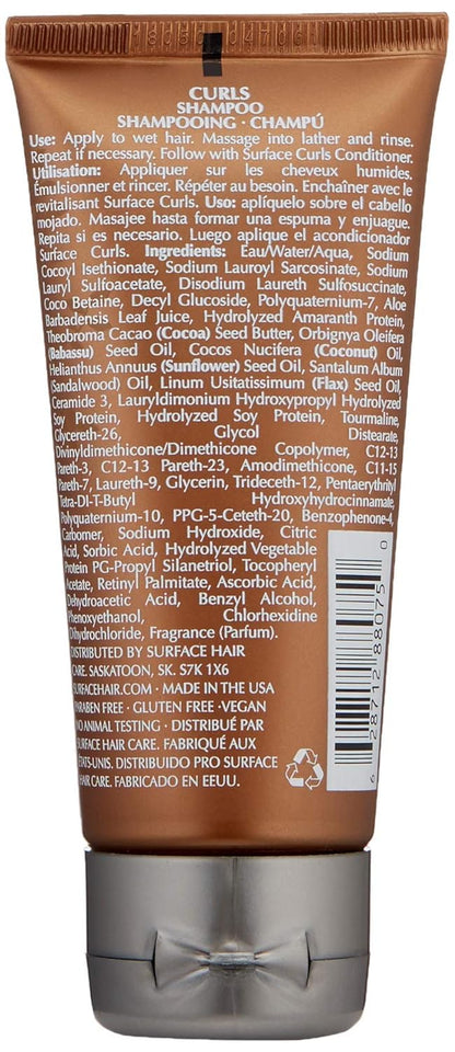 Surface Hair - Curls Moisturizing Shampoo – Defines, Adds Shine, and Provides Frizz Free Style Longevity