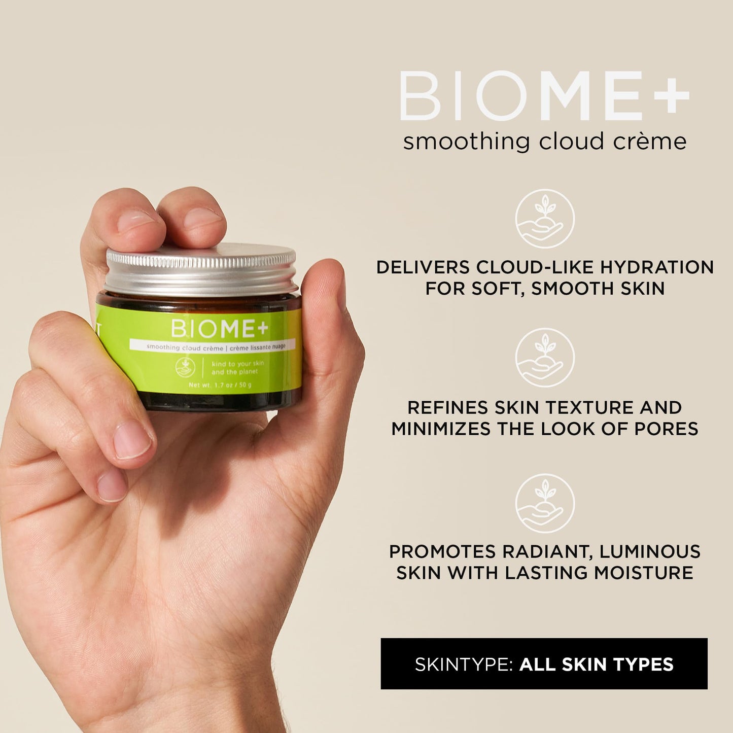 IMAGE Skincare, BIOME+ Smoothing Cloud Crème, Microbiome Friendly Face Night Cream, Supports Skin Moisture Barrier