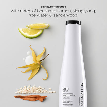 shu uemura art of hair Izumi Tonic Strengthening & Thickening Rice Water Shampoo - Hydrates and Repairs Damaged Hair, Smooths and Adds Shine, With Japanese Rice Water